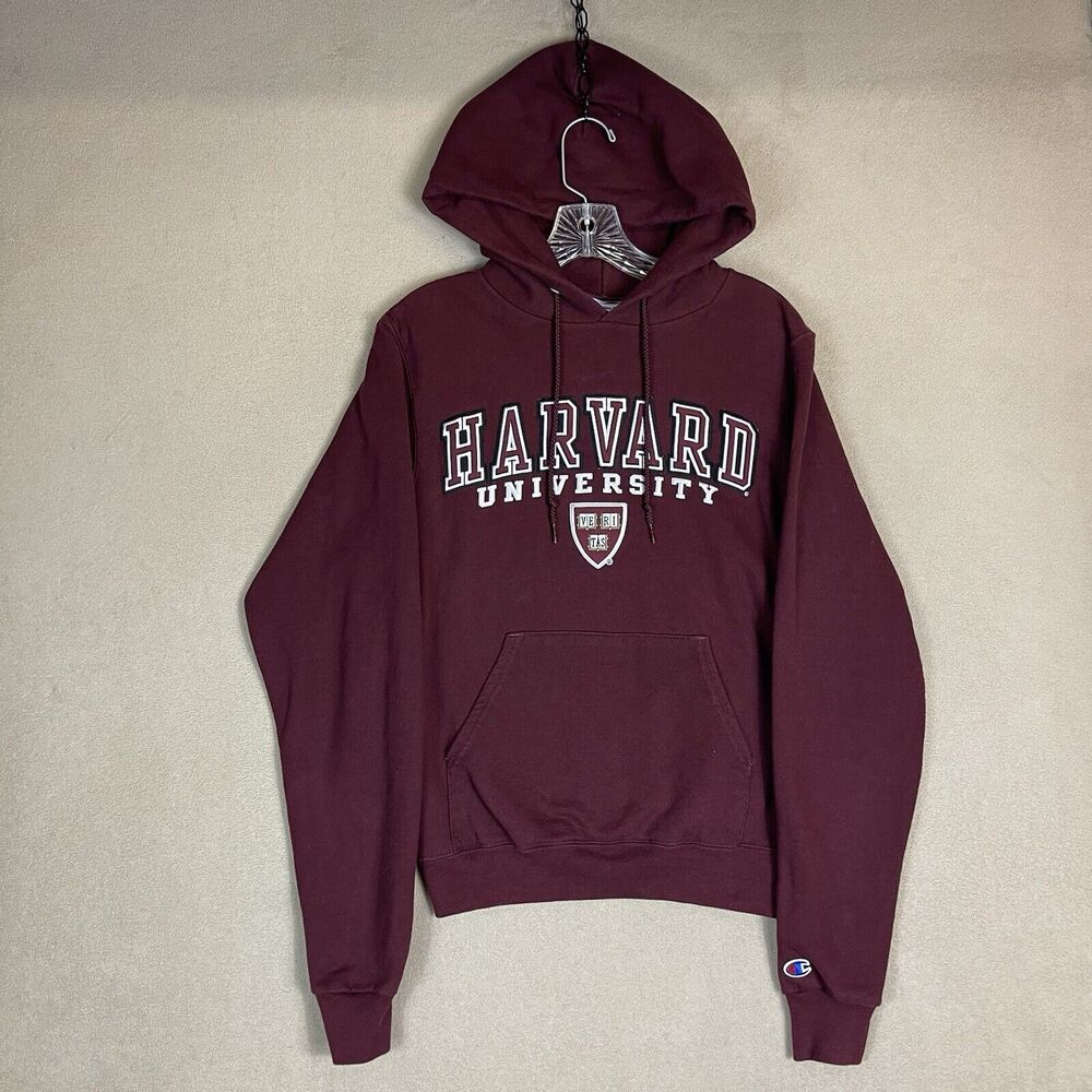 Champion Harvard University Hoodie Mens XS Burgundy Sweatshirt Pullover Adult